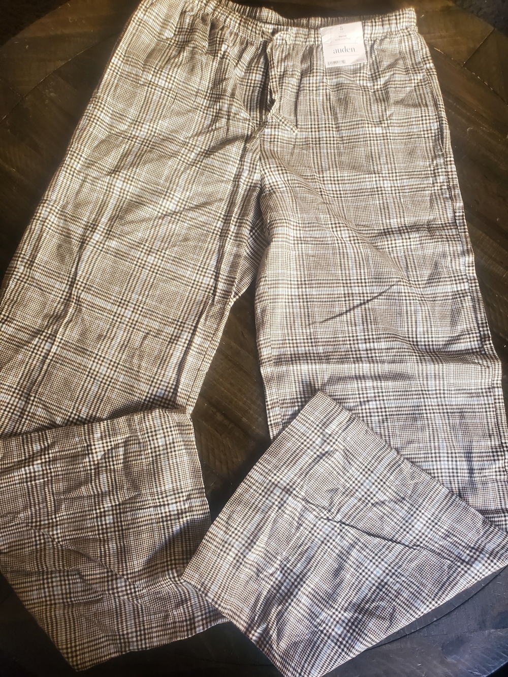 Auden Brown & Blue Plaid Wide Leg Pants